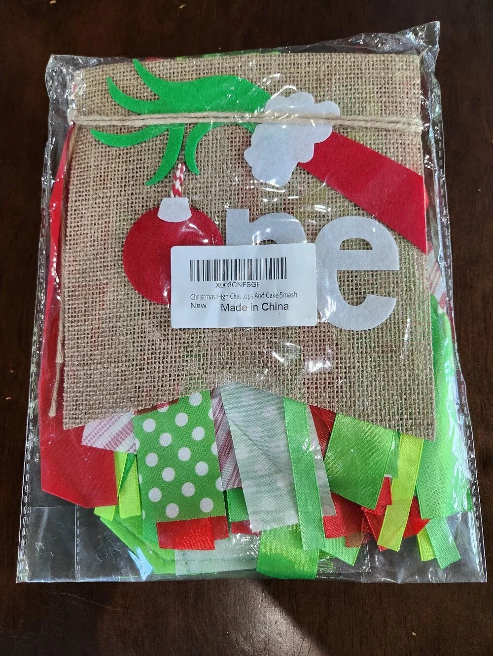 Holiday One Year Old Burlap Highchair Banner & Crown